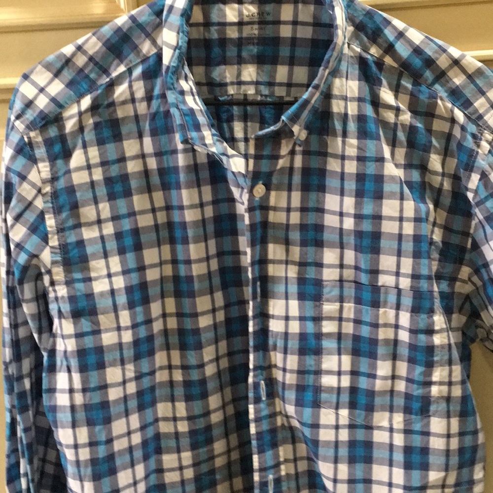 J Crew Men's M plaid long sleeved shirt. EUC!